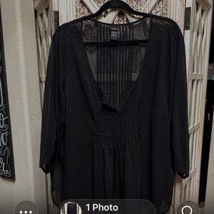 Torrid Black Sheer Blouse